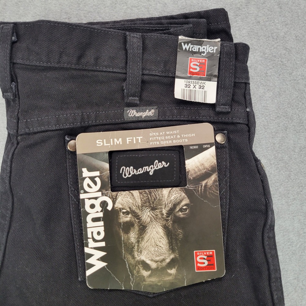 Wrangler Slim Fit Jeans Mens 32x32 Black Silver Edition 933SEWK‎ Straight Leg - Picture 2 of 10